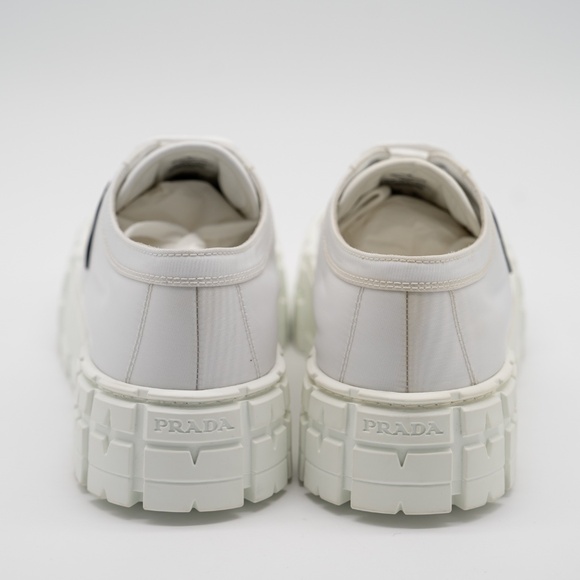 size 39.5eu 9.5 US Prada Double Wheel Platform Sneaker White Nylon - Picture 5 of 16